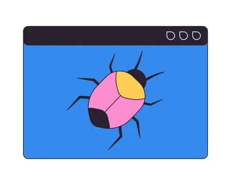 Software bug in browser window 2D cartoon clip art Stock Illustration