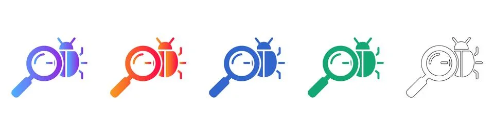 Software Bug Detection and Analysis Icon Set 스톡 일러스트