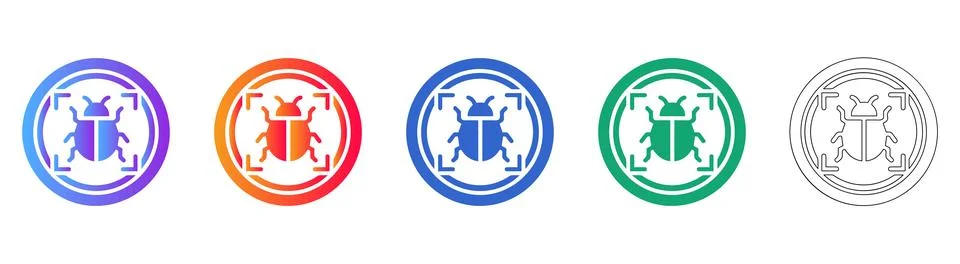 Software Bug Detection Icon Set 库存插图
