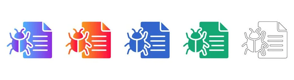 Software Bug Report Document Icons Set イラスト素材