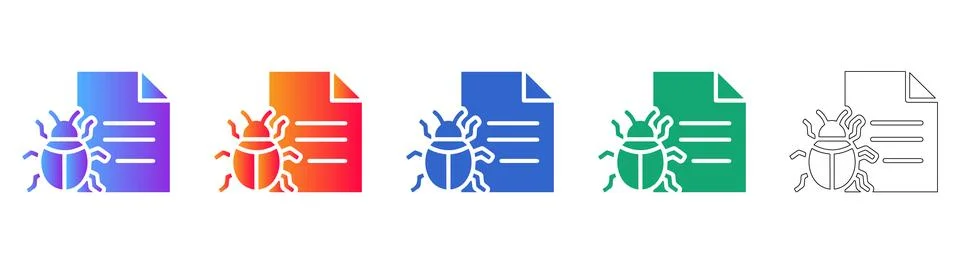 Software Bug Report Icon Set Stockillustratie