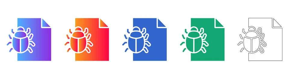 Software Bug Report Icon Set 库存插图