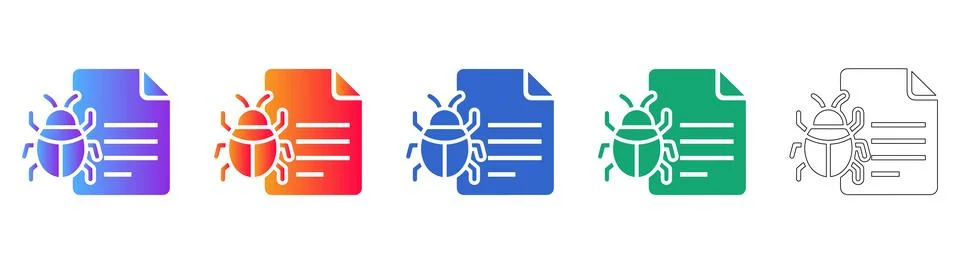 Software Bug Report Icons 스톡 일러스트