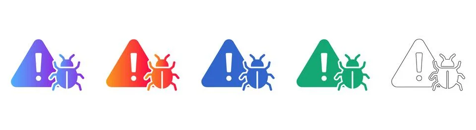 Software Bug Report Warning Icons Stock-Illustration