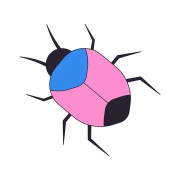 Software bug symbol for programming errors and debugging 2D cartoon clip art Stock Illustration