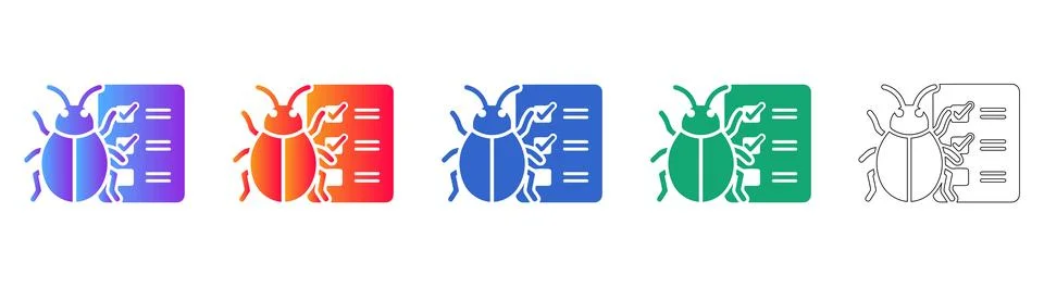 Software Bug Testing Checklist Icons Stock Illustration