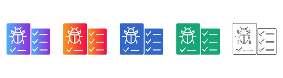 Software Bug Tracking and Quality Assurance Icons 스톡 일러스트