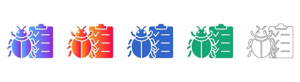Software Bug Tracking Checklist Icon Set Stock-Illustration