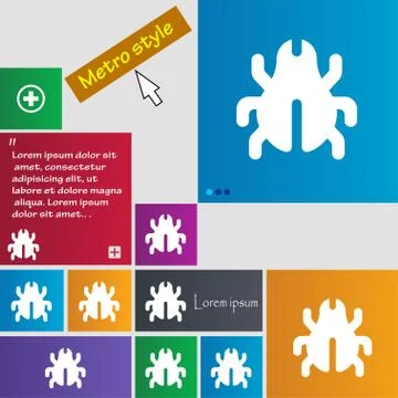 Software Bug, Virus, Disinfection, beetle icon sign. Metro style buttons. Mod Stock-Illustration