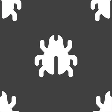 Software Bug, Virus, Disinfection, beetle icon sign. Seamless pattern on a gr Stock-Illustration