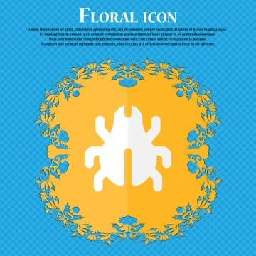 Software Bug, Virus, Disinfection, beetle . Floral flat design on a blue abst Stock-Illustration