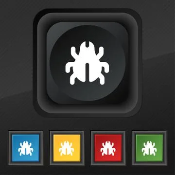 Software Bug, Virus, Disinfection, beetle icon symbol. Set of five colorful, sty Stock-Illustration