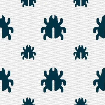 Software Bug, Virus, Disinfection, beetle icon sign. Seamless pattern with geome Illustrazione stock