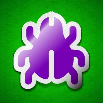 Software Bug, Virus, Disinfection, beetle icon sign. Symbol chic colored sticky Stock-Illustration