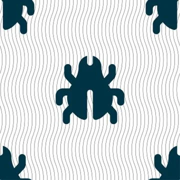 Software Bug, Virus, Disinfection, beetle icon sign. Seamless pattern with geome Illustrazione stock