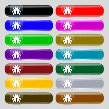 Software Bug, Virus, Disinfection, beetle icon sign. Set from fourteen multi-col Stock-Illustration