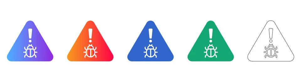Software Bug Warning Icon Set Stock Illustration