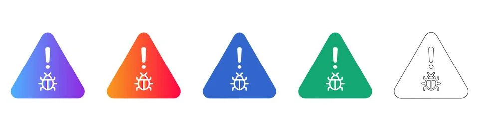 Software Bug Warning Icon Set Stock-Illustration