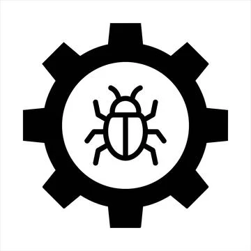Software bug within gear cogs development icon 8K ultra quality with software Stock-Illustration