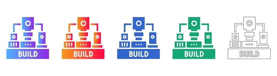 Software Build Infrastructure Icons Stock Illustration