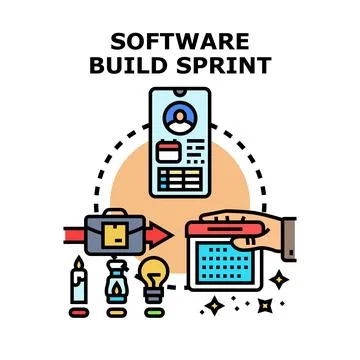 Software build sprint developing new mobile application Stock Illustration