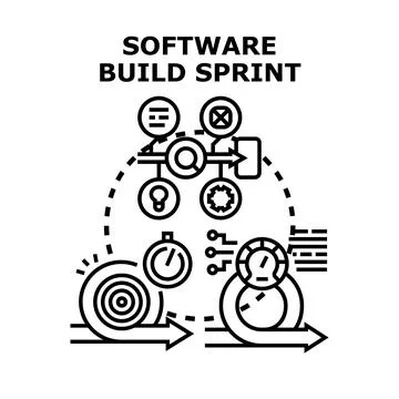 Software build sprint process developing agile methodology Stock Illustration