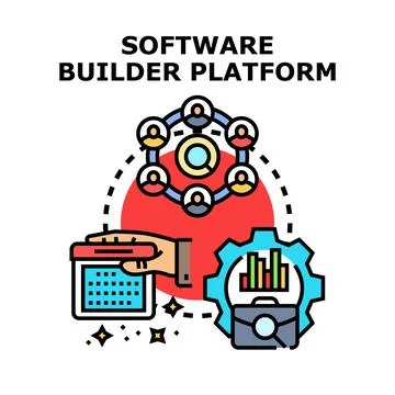 Software builder platform concept with development process 库存插图