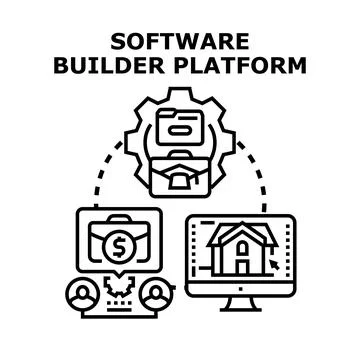 Software builder platform creating business applications and solutions 库存插图