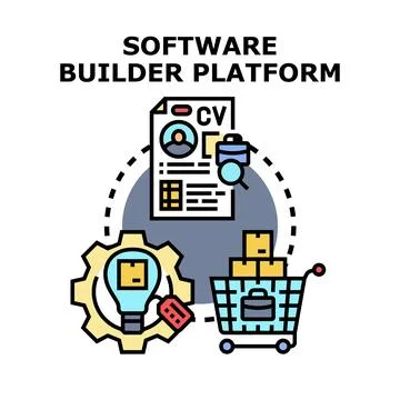 Software builder platform developing business solutions and product ideas 库存插图