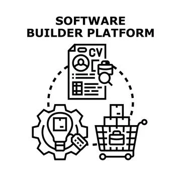 Software builder platform developing business solutions and product ideas 库存插图