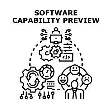 Software capability preview illustrating development and customer experience 스톡 일러스트
