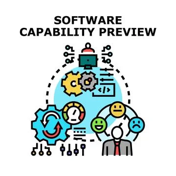 Software capability preview illustrating development and customer experience Stockillustratie