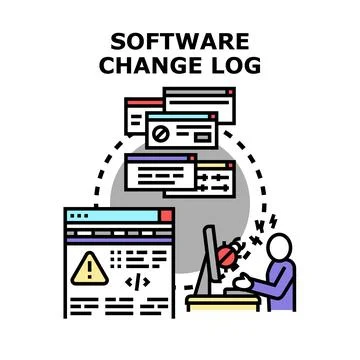 Software change log demonstrating problem fixing Stock Illustration
