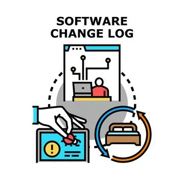 Software change log updating and bug fixing process Stock Illustration