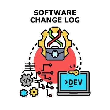 Software change log vector concept developing update process Stockillustratie