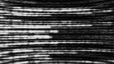Software code, black and white TV damage, image distortion, and digital noise. Stock Footage 323825917