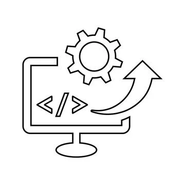 Software, code, coding, html outline icon. Line art vector. Stock Illustration