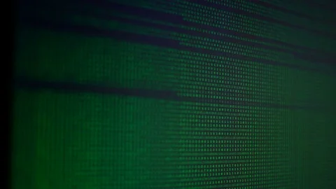 The software code of the Data Stream on the Computer Screen with the Matrix Effe Stock Footage 75613861