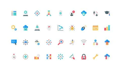 Software code development, coding, testing and bug search by programmer color Stock Illustration