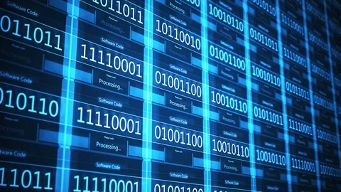 Software Code in futuristic network flickering binary code Stock Footage 101928154