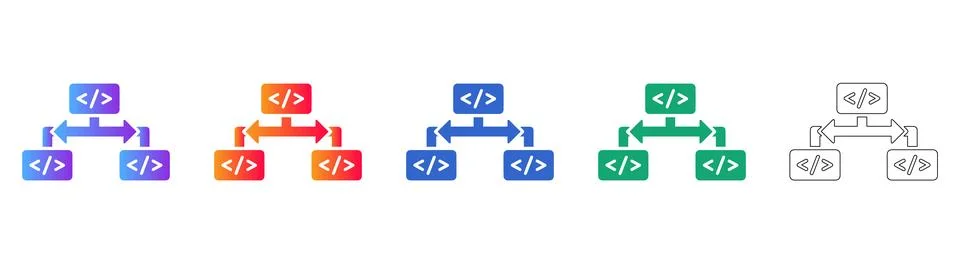 Software Code Hierarchy Diagram Set Stockillustratie