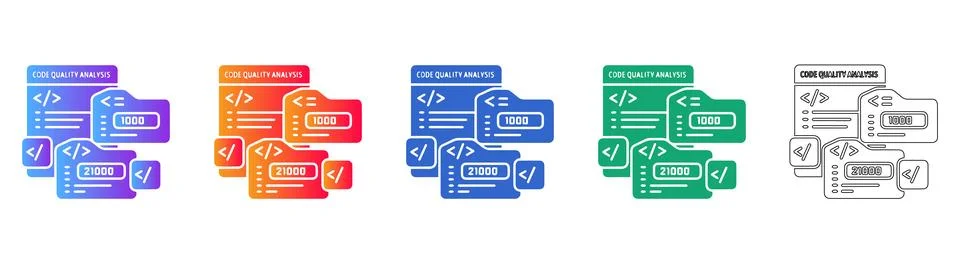 Software Code Quality Analysis Icons Illustrazione stock