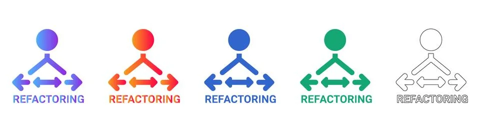 Software Code Refactoring Process Concept Icon Set Illustrazione stock