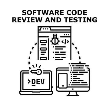 Software code review process and quality testing Stock Illustration
