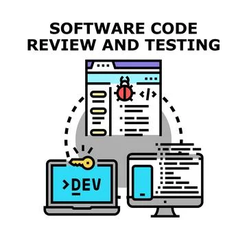 Software code review process and quality testing Stock Illustration