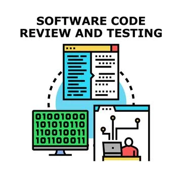 Software code review, testing, and debugging process Stockillustratie