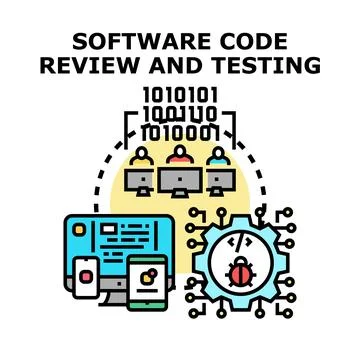 Software code review testing and development process 库存插图