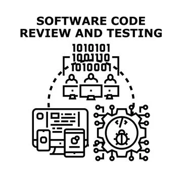 Software code review testing and development process 库存插图
