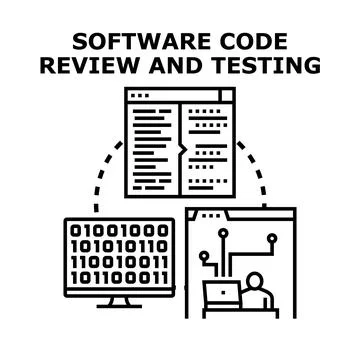 Software code review, testing, and debugging process Stockillustratie