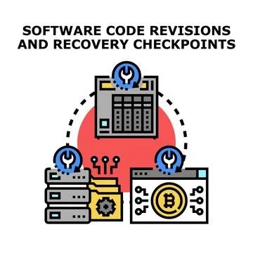 Software code revisions and recovery checkpoint concept Stock Illustration